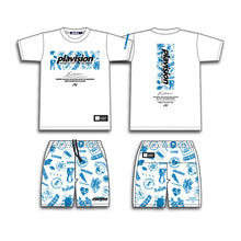 画像をギャラリービューアに読み込む, 総柄グラフィックTシャツ(ホワイト✕ブルー)
