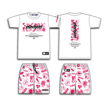 画像をギャラリービューアに読み込む, 総柄グラフィックTシャツ(ホワイト✕ピンク)
